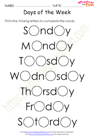 days of the week worksheet 7