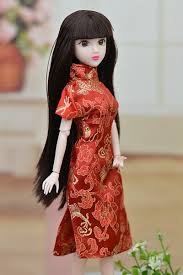 red satin chinese barbie doll dress
