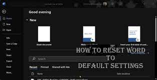how to reset word to default settings