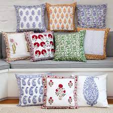 indian pillow covers hand block printed