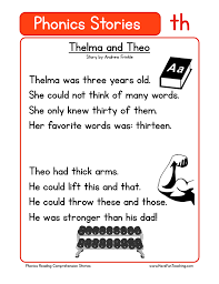 Different types of questions which come in reading comprehension: Thelma And Theo Th Phonics Stories Reading Comprehension Worksheet Have Fun Teaching