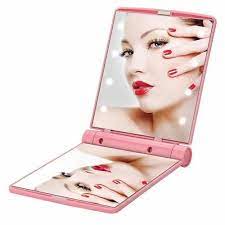 compact travel makeup mirror with 8 led