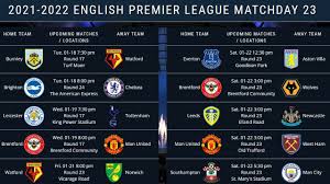 english premier league week 23 fixtures