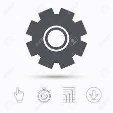 Cogwheel Icon Repair Service Symbol Stopwatch Timer Hand Click