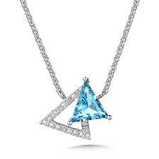 swiss blue topaz and diamond triangle