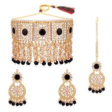 efulgenz indian jewelry set black