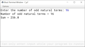 the sum of first n odd natural numbers