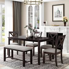 espresso dining table set with bench