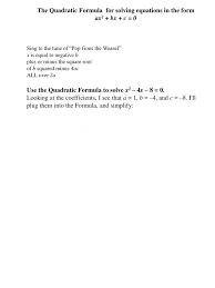Quadratic Formula For Solving Equations