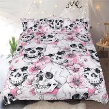 skull pink fl pattern bedding set