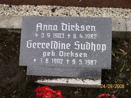 Grab von Anna Dirksen (03.09.1903-06.04.1982), Friedhof Woquard