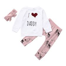 Amazon Com Kids Clothes Sets Girls I Love Daddy Mommy Tops