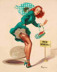 Amazon.com: Manhole Cover Pin-Up Girl Gil Elvgren Print Art Print - 8 in x  10 in - Matted to 11 in x 14 in - Mat Colors Vary: Posters & Prints