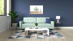 what color couch goes with blue wall