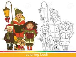 Show your kids a fun way to learn the abcs with alphabet printables they can color. Children Christmas Choir Carol Singers Coloring Book Or Coloring Page For Children Royalty Free Cliparts Vectors And Stock Illustration Image 62197318