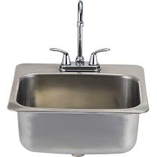 Underbar sinks are intended to provide a sink in a small space, typically under a bar or countertop. Bull Bbq 19 Inch Outdoor Rated Single Bowl Stainless Steel Drop In Large Sink With Hot And Cold Faucet 12391