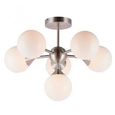 Luszo Collections Luszo Collections E77589 Oscar 6 Light Semi Flush Ceiling Light Brushed Chrome