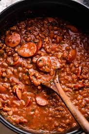 quick baked beans with smoked sausage