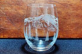 engraved crystal stemless wine glass