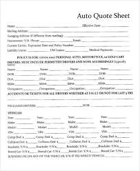 Auto Insurance Quote Form Template Financial Report gambar png