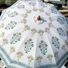 gold mughal blockprint garden parasol