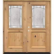 Half Lite Knotty Alder Wood Double Door