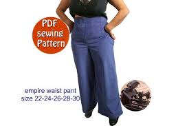 Empire Waist Pants Pattern For Women Instant Download Pdf Style Sewing Pattern Diy Plus Sizes 22 24 26 28 30 Canadian Etsy Seller