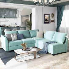 convertible sectional blue sofa couch