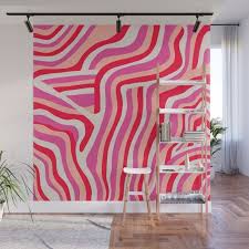 pink zebra stripes wall mural by