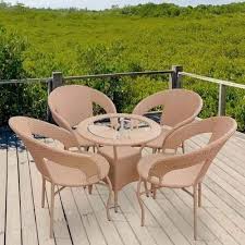 Glass Round Outdoor Dining Table Set 4