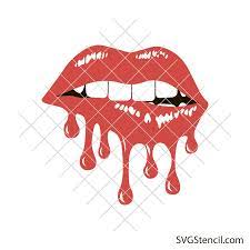 dripping lips svg biting red lip svg