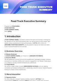 food truck executive summary template