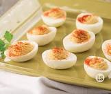 no yolk hummus filled deviled eggs