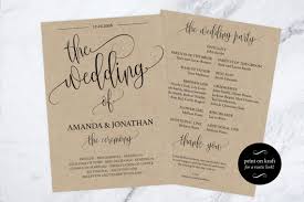 Wedding Program Printable Printable Wedding Program