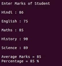 calculate average percene marks