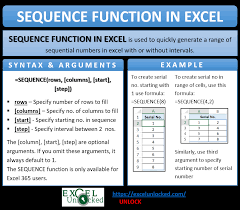sequence function in excel generate