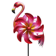 Pink Flamingo Wind Spinner Garden Stake