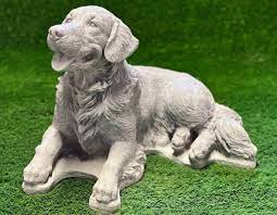 Massive Laying Golden Retriever Statue