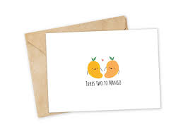 Funny birthday card | birthday & greeting cards by davia. Takes Two To Mango Mango Greeting Card Happy Card I Love Etsy Happy Cards Funny Love Cards Punny Cards
