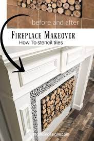 Paint Tiles Stencil Around Your Fireplace