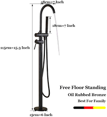 Unlike fixed shower heads, the handheld shower head is attached to a hose and can be other benefits of a handheld shower head include various spray patterns and water saving abilities. Suguword Bathtub Floor Mounted Standing Tub Faucet Bath Filler Mixer Tap With Handheld Shower Head Bathroom Faucet Oil Rubbed Bronze Bath Shower Systems