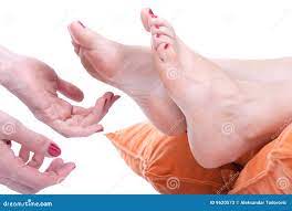 Tickling Women Feet and Laughing Hard Stock Image - Image of family, sock:  9620573