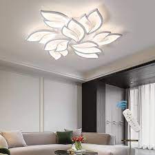 garwarm modern led ceiling light dimmable flower shape flush mount ceiling l fixture with remote 70w acrylic petal ceiling chandelier lighting