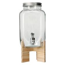 Glass Jar Drink Dispenser With Wooden