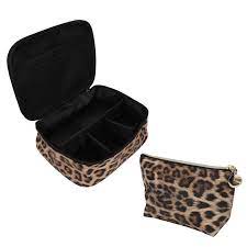iney 2pcs leopard print makeup bag