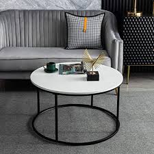 Silas square nesting tables in marble effect with metal legs. Amazon Com Round Coffee Table For Living Room Modern Circle Coffee Tables Wood Cocktail Table With Wooden Top Metal Frame Sturdy And Stylish 31 5 Inch White Kitchen Dining