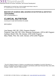 clinical nutrition curriculum code