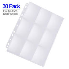 These trading card pages are durable and reusable. Ably 540 Pockets Double Sided Trading Card Pages Sleeves 9 Pocket Clear Plastic Game Card Protectors For Skylanders Pokemon Baseball Cards And More Fit 3 Ring Binder 30 Pages Walmart Com Walmart Com