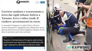 TARANTO: CORRIERE BLOCCATO A TERRA DAI VIGILI URBANI - YouTube