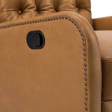 jayden creation herbert camel genuine leather manual swivel recliner nursery chair set with nailhead trims set of 2